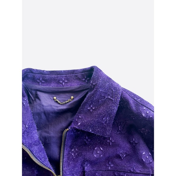 Louis Vuitton Purple Embossed Monogram Suede Workwear Jacket - Picture 3 of 11